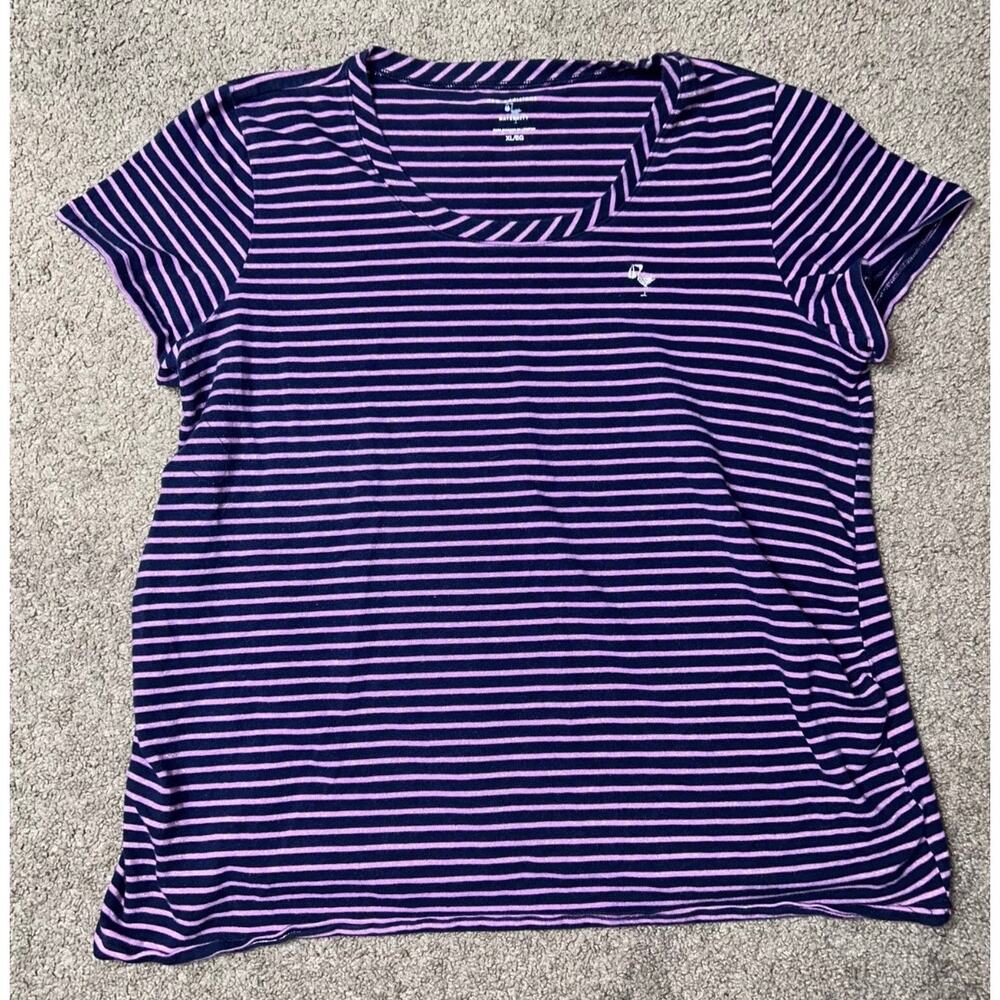 Women’s Size XL New Additions Maternity Blue & Purple Striped T-Shirt